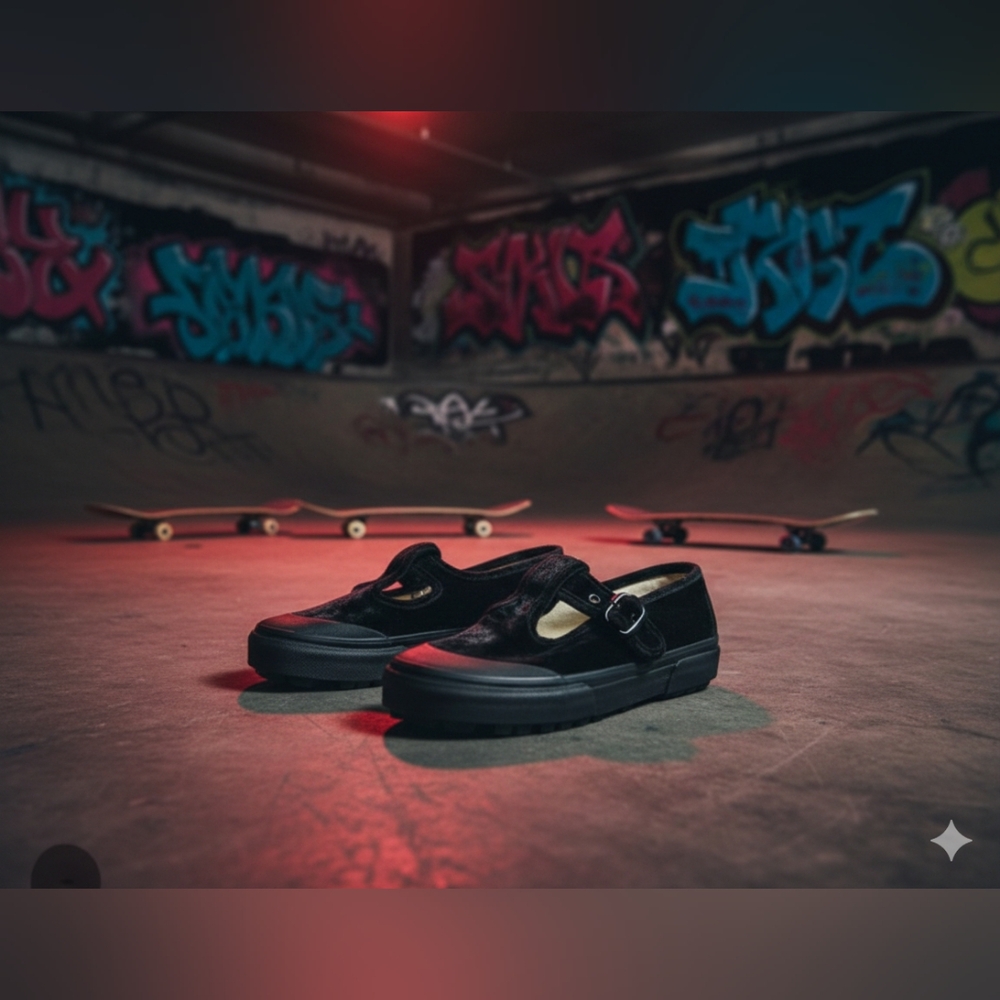 Vans Black Velvet Mary Jane Shoes